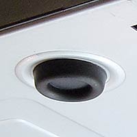 Image showing an AcoustiFoot on the underside of a computer case.